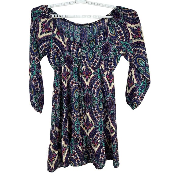 Earthbound Trading Co Womens Bohemian Print Dress Size Large Polyester - Picture 1 of 5